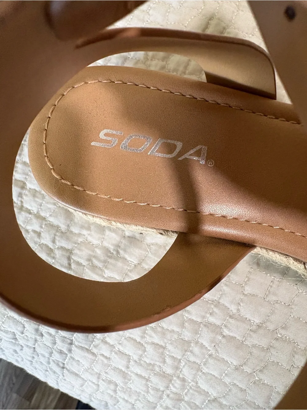 Soda Two-Tone Espadrille Platform Sandal in Cream and Brown